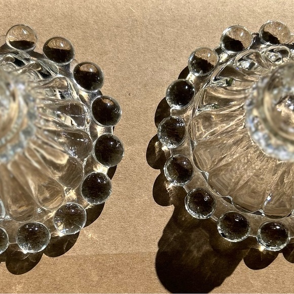 Vintage 4 Anchor Hocking Berwick Boopie clear glass candlestick - Picture 5 of 8